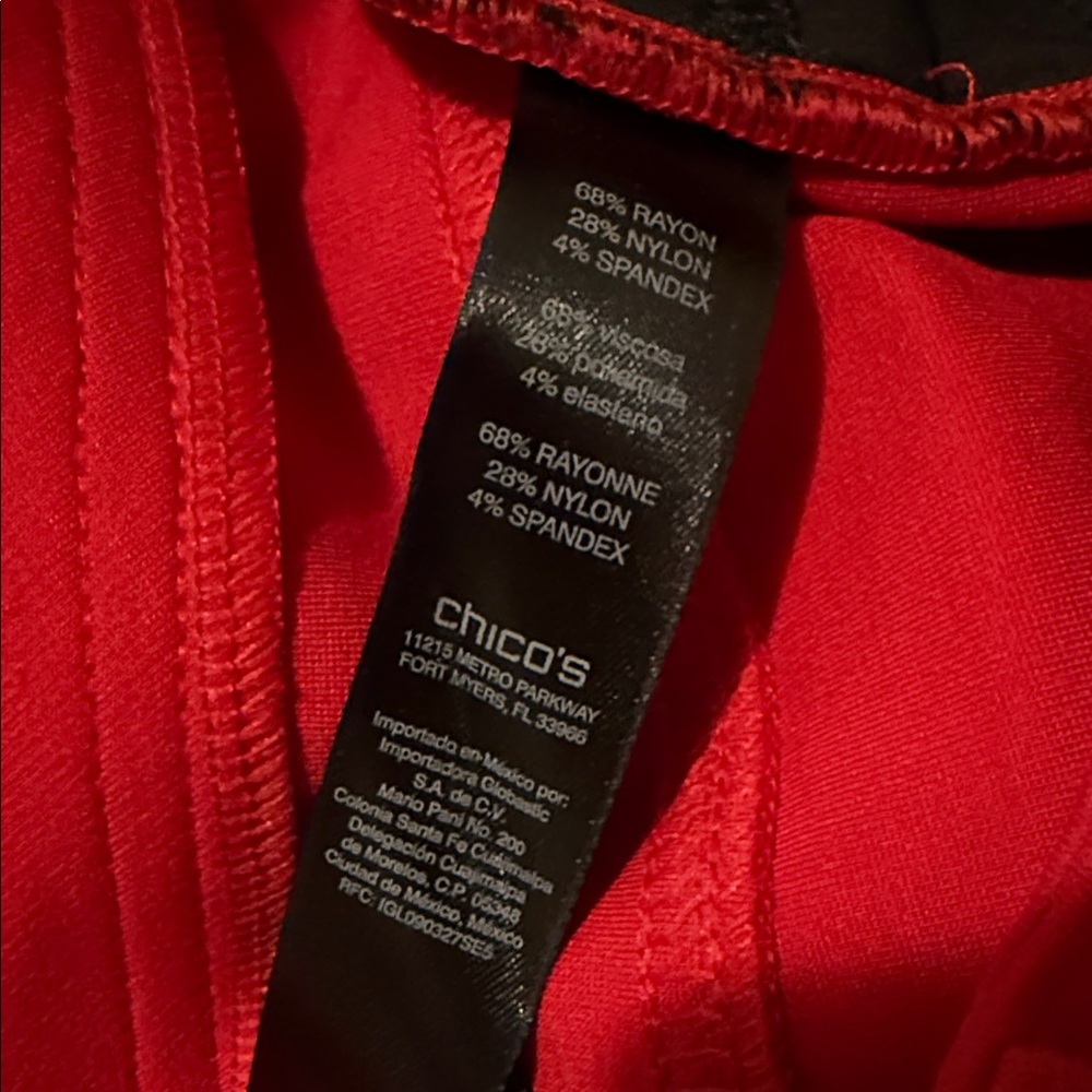 Chico's So Slimming Vibrant Red Ankle Pants 00 Regular - Picture 10 of 10